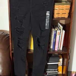 American Eagle Outfitters Black Distressed Jeggings